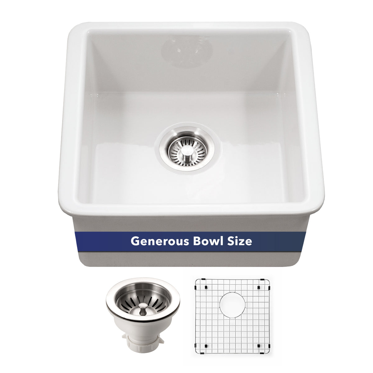 Houzer Platus Fireclay Undermount Single Bowl Bar Sink