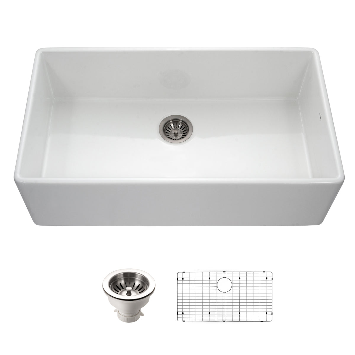 Houzer Platus Fireclay Apron Front Farmhouse Single Bowl Kitchen Sink - Parent