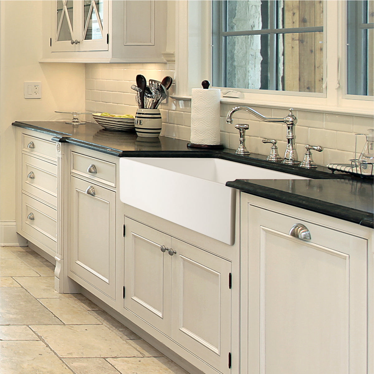 Houzer Platus Fireclay Apron Front Farmhouse Single Bowl Kitchen Sink - Parent