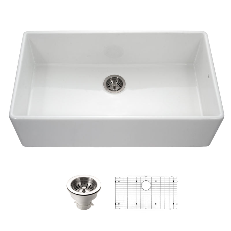 Houzer Platus Fireclay Apron Front Farmhouse Single Bowl Kitchen Sink - Parent