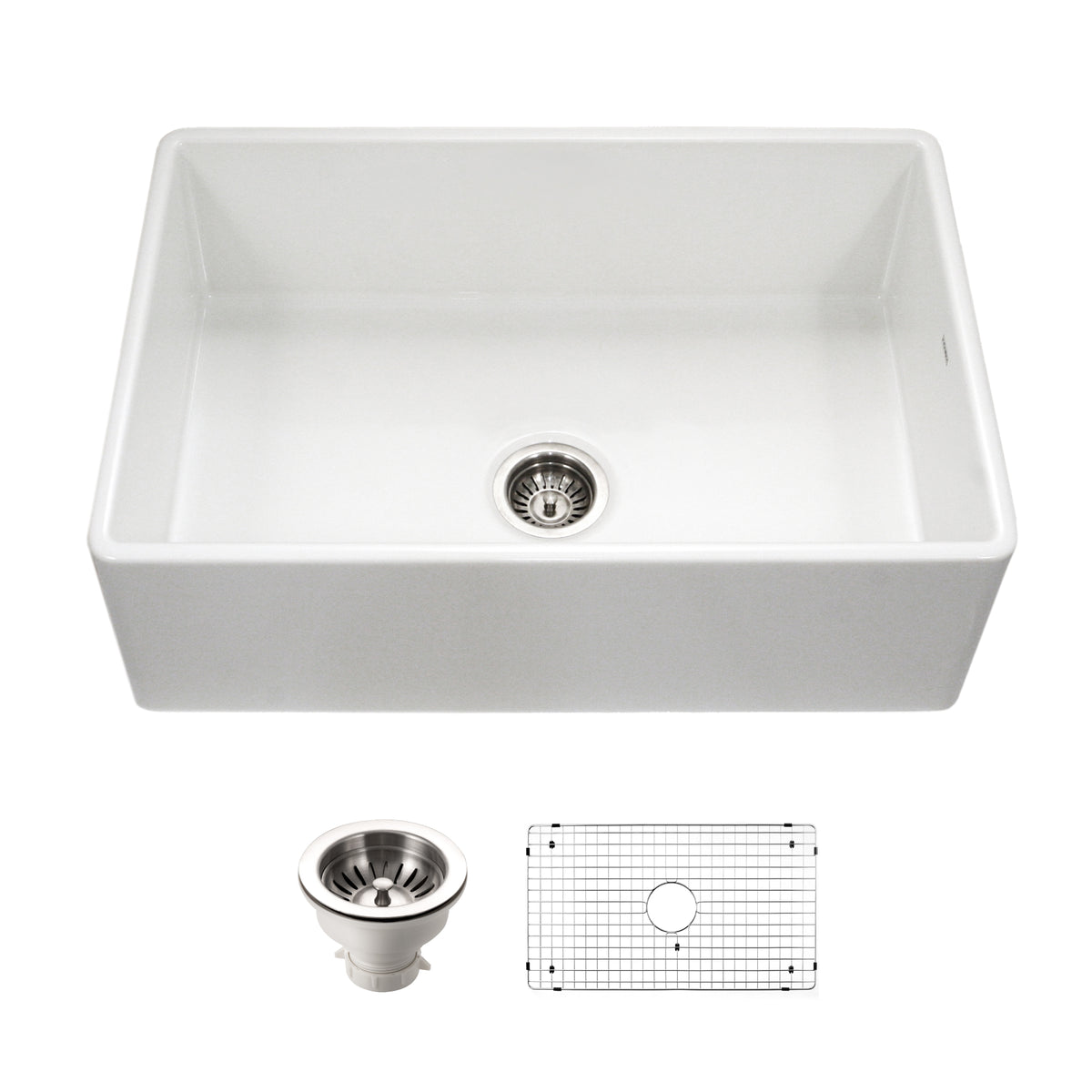 Houzer Platus Fireclay Apron Front Farmhouse Single Bowl Kitchen Sink
