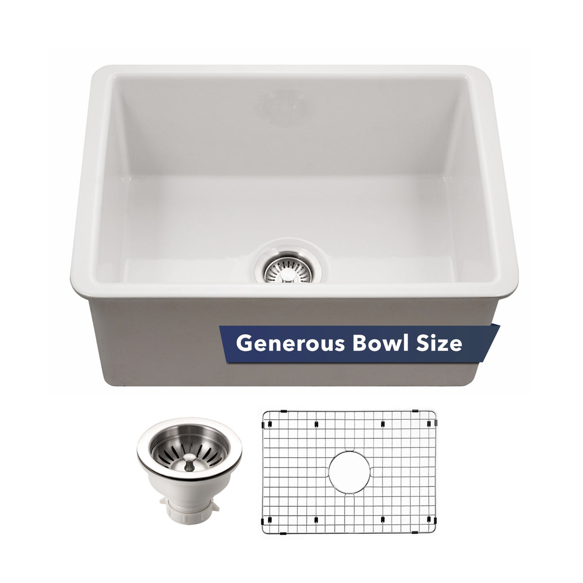 Houzer Fireclay Undermount Single Bowl Kitchen Sink