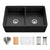 Houzer PTW-3320SD Aspire 33 inch Black Fireclay Farmhouse Apron Front 50/50 Double Bowl Workstation Sink - Parent