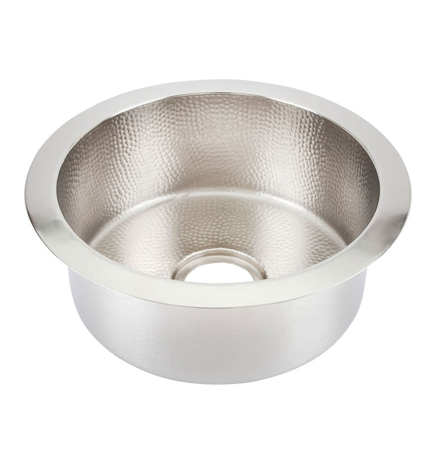 Thompson Traders PU-1708BRN Hammered Nickel Naploi Limited Editions Kitchen Brushed Round Prep Sink Hammered Nickel