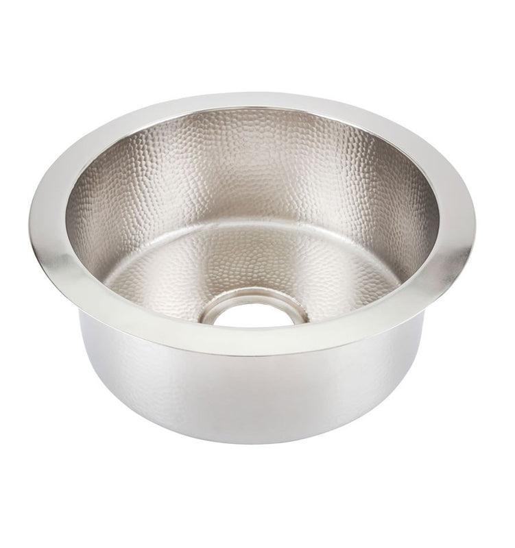 Thompson Traders PU-1708BRN Hammered Nickel Naploi Limited Editions Kitchen Brushed Round Prep Sink Hammered Nickel