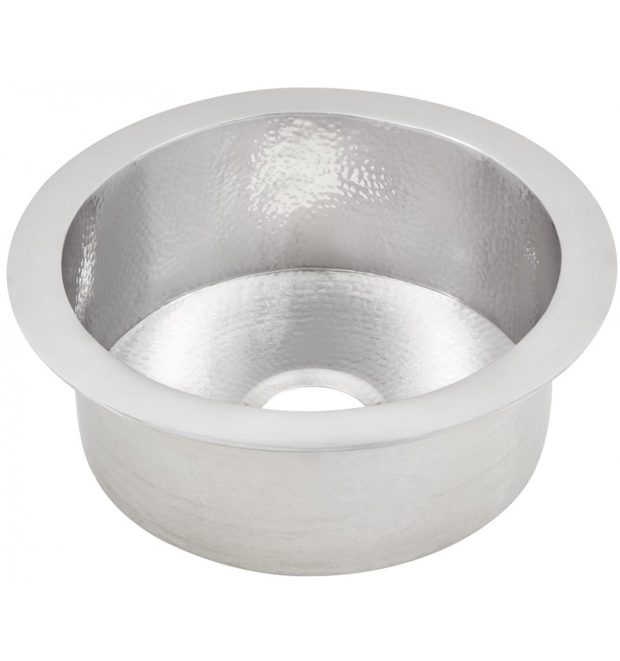 Thompson Traders PU-1708HSS Naploi Hammered Stainless Round Handcrafted Hammered Stainless Bar Sink Stainless Steel