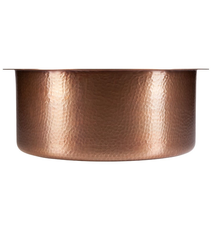Thompson Traders PU-1708MA Antique Copper Napoli Renovation Kitchen Round Hammered Copper Prep Sink Antique Copper