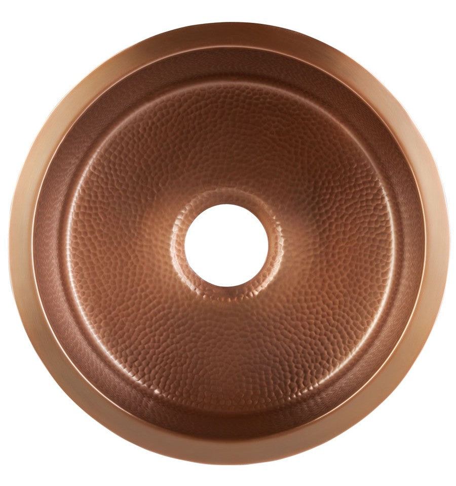 Thompson Traders PU-1708MA Antique Copper Napoli Renovation Kitchen Round Hammered Copper Prep Sink Antique Copper