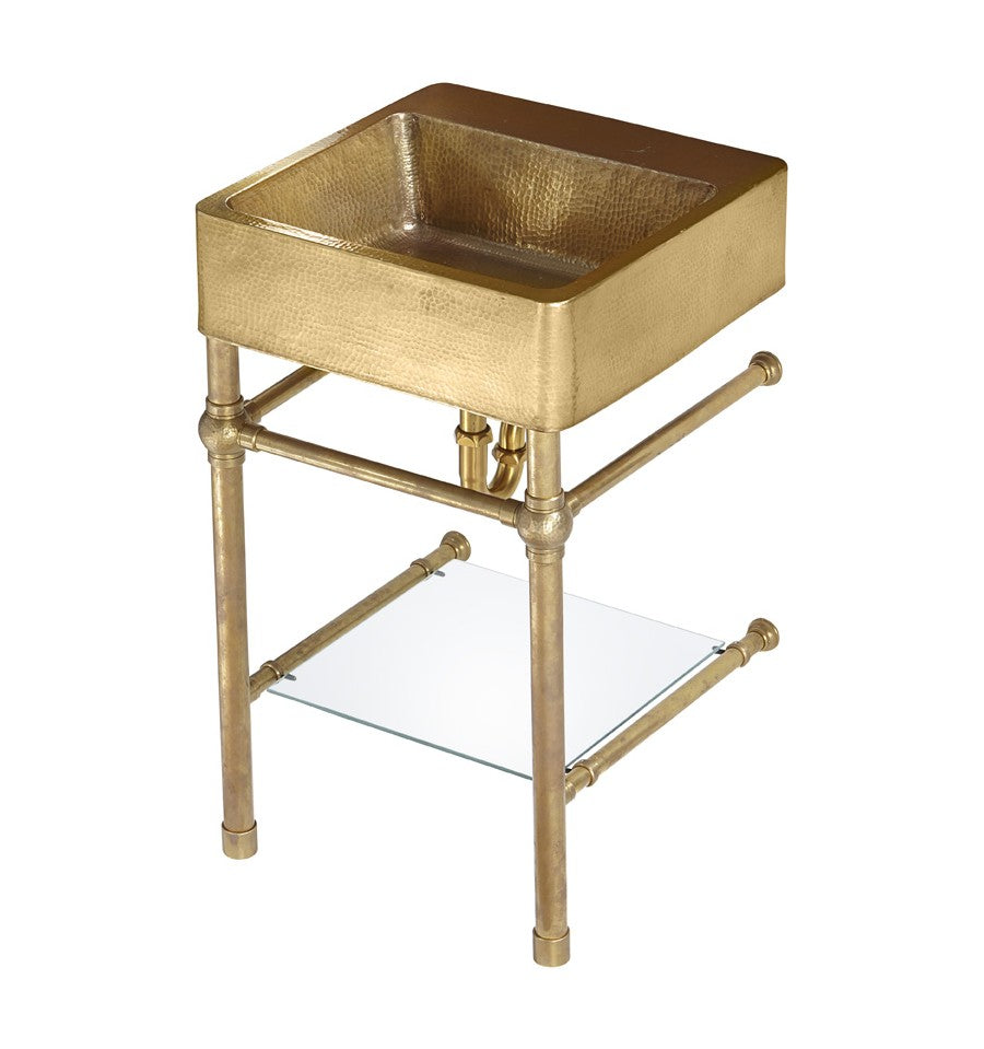 Thompson Traders PV-3420ASG Zacatecas Handcrafted Sink In Antique Satin Gold & Unlaqured Brass Leg System