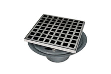 Load image into Gallery viewer, Infinity Drain QD 5-2I 5” x 5” QD 5 - Strainer - Squares Pattern &amp; 2&quot; Throat w/Cast Iron Drain Body 2” Outlet