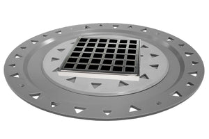 Infinity Drain QDB 4-A 4” x 4” QD 4 - Strainer - Lines Pattern & 2" Throat w/ABS Bonded Flange 2”, 3”, & 4” Outlet
