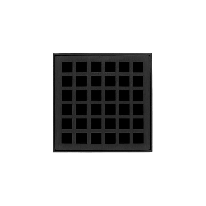 Infinity Drain QDB 4-S  4" x 4" QDB 4 Complete Kit with Squares Pattern Decorative Plate  with Stainless Steel Bonded Flange Drain Body, 2" No Hub Outlet