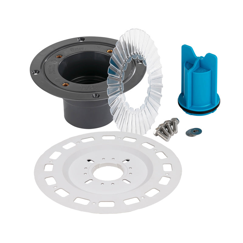 Quickdrain SDUFAPVCS 4 In Square Drain Flange W/ Pvc 130 Drain Base