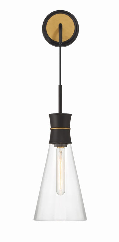 Crystorama QUN-1501-MK-TG Quinn 1 Light Sconce - Matte Black and Textured Gold
