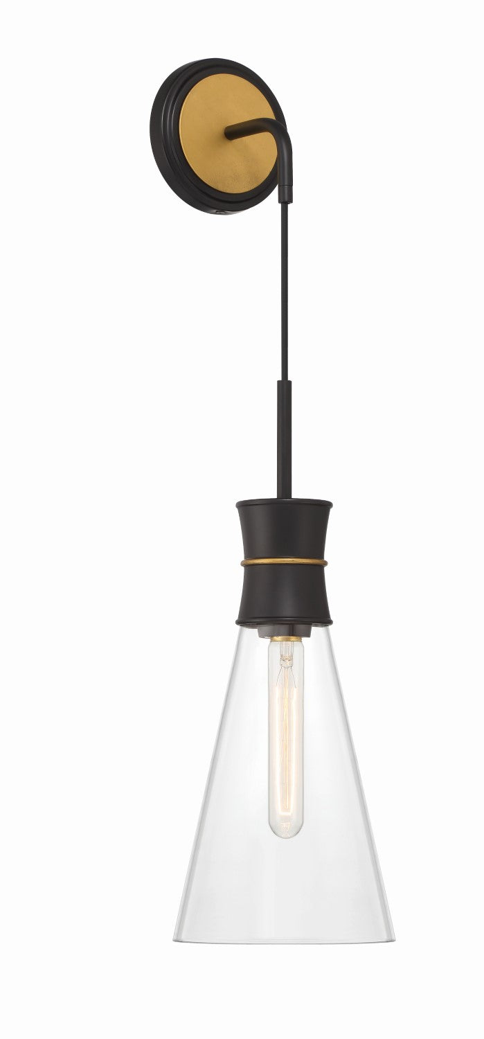 Crystorama QUN-1501-MK-TG Quinn 1 Light Sconce - Matte Black and Textured Gold