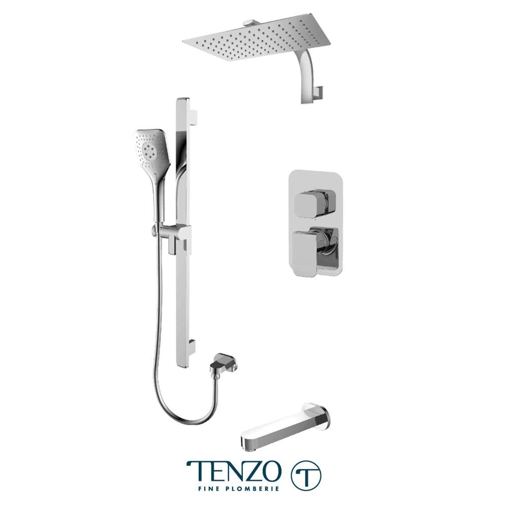 Tenzo QUPB33-501195-CR Quantum T-Box Kit 3 Functions Pressure Balance Chrome Finish