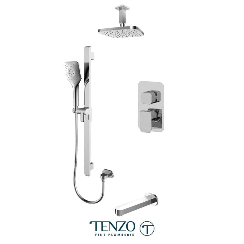 Tenzo QUPB33-511345-CR Quantum T-Box Kit 3 Functions Pressure Balance Chrome Finish