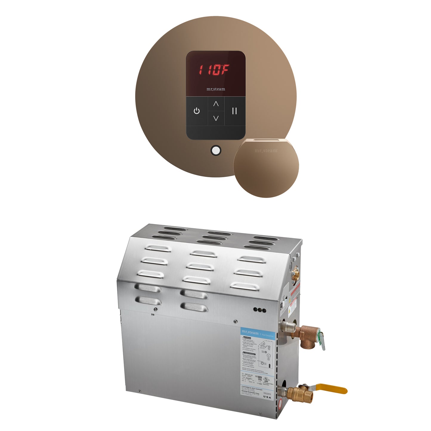Mr. Steam R12C10A MS 12 kW (12000 W) Steam Shower Generator Package with round iTempo Control