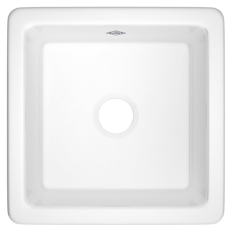 Shaws RC1818WH 18" Single Bowl Square Fireclay Bar/Food Prep Kitchen Sink