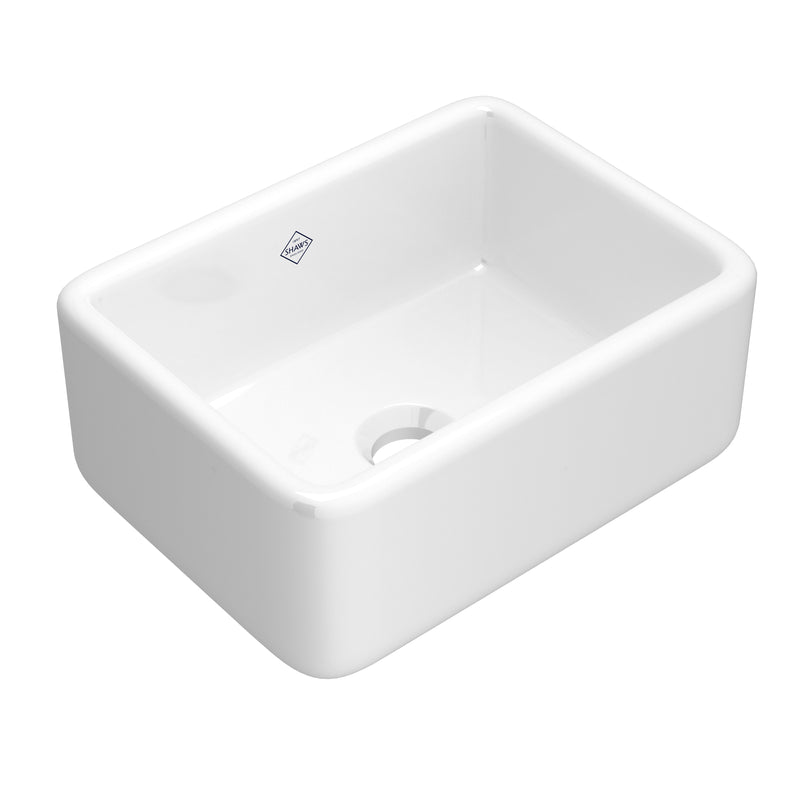 Shaws RC2418WH 24" Single Bowl Farmhouse Apron Front Fireclay Kitchen Sink