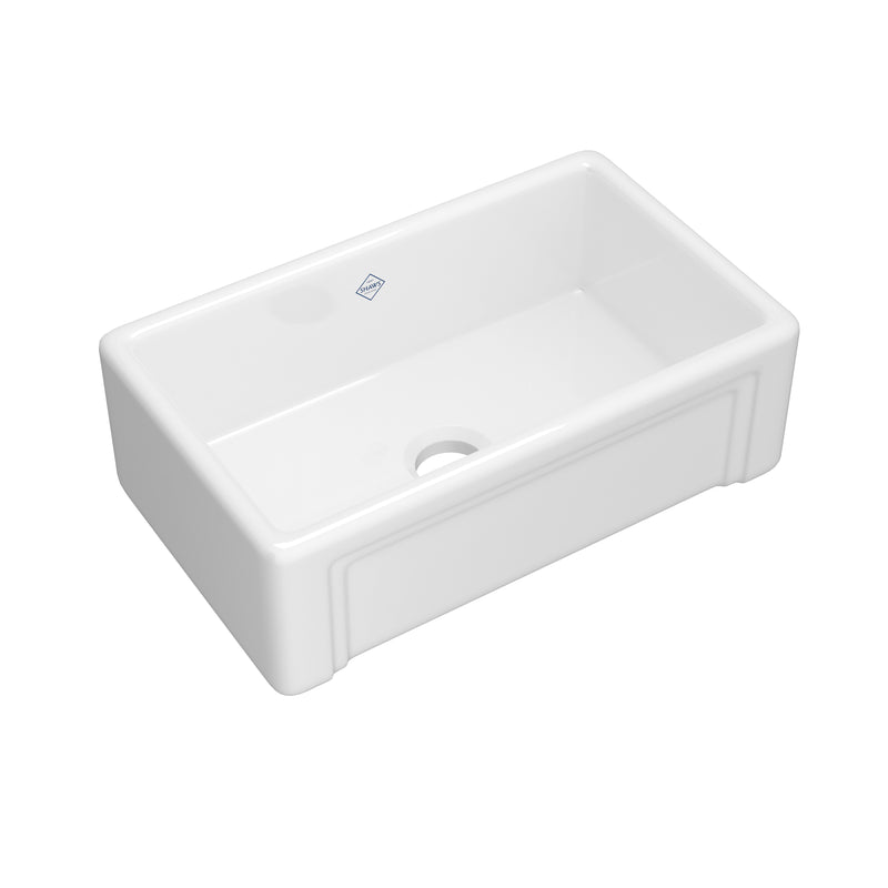 Shaws RC3017WH 30" Single Bowl Farmhouse Apron Front Fireclay Kitchen Sink