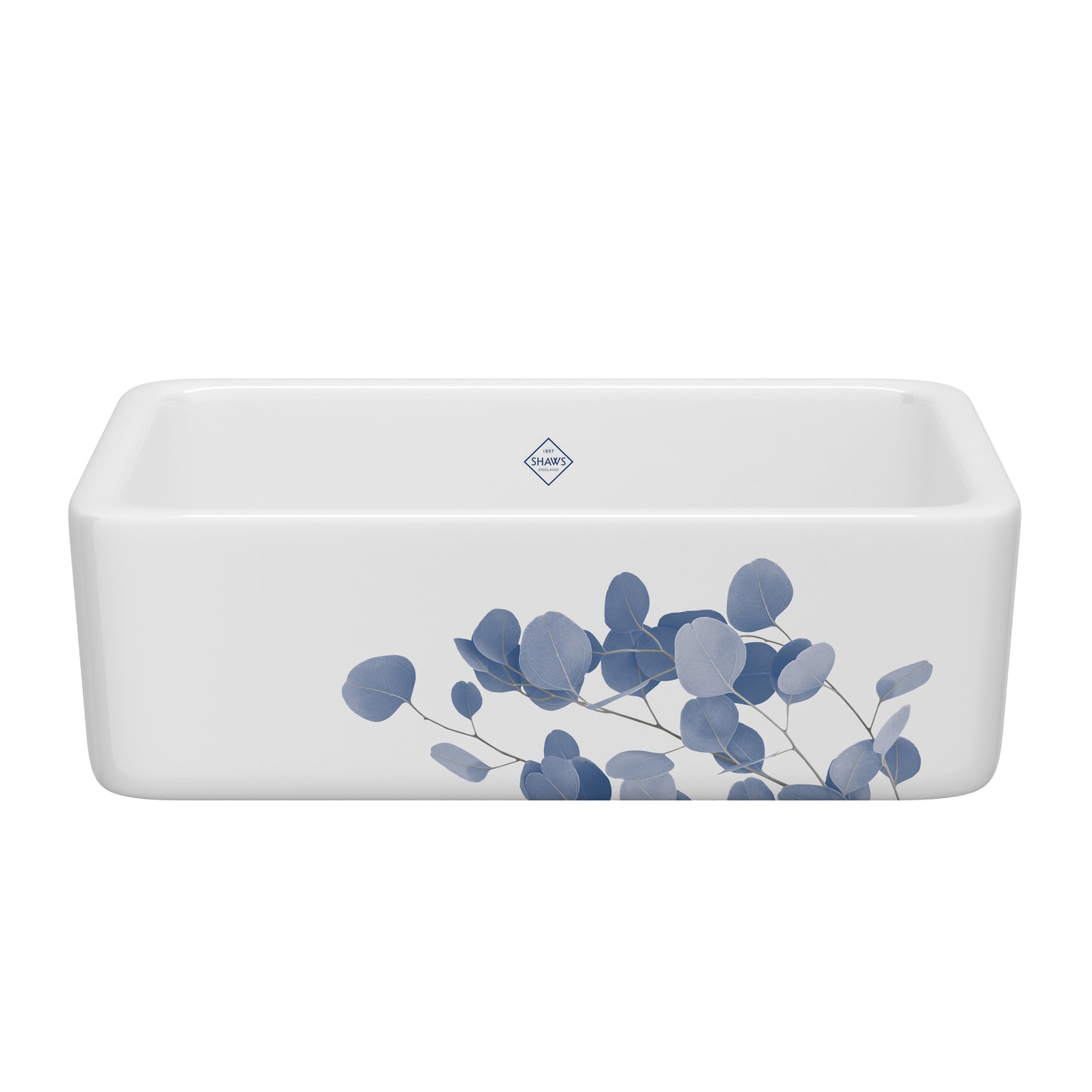 Shaws RC3018 Lancaster 30" Single Bowl Farmhouse Apron Front Fireclay Kitchen Sink With Eucalyptus Design - Parent