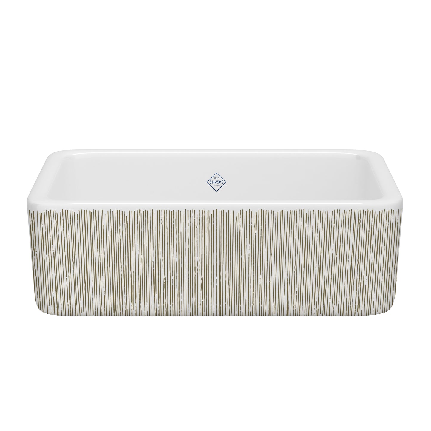 Shaws RC3018 Lancaster 30" Single Bowl Farmhouse Apron Front Fireclay Kitchen Sink With Eucalyptus Design