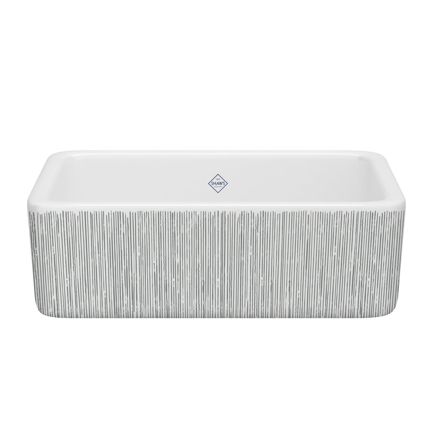 Shaws RC3018 Lancaster 30" Single Bowl Farmhouse Apron Front Fireclay Kitchen Sink With Eucalyptus Design
