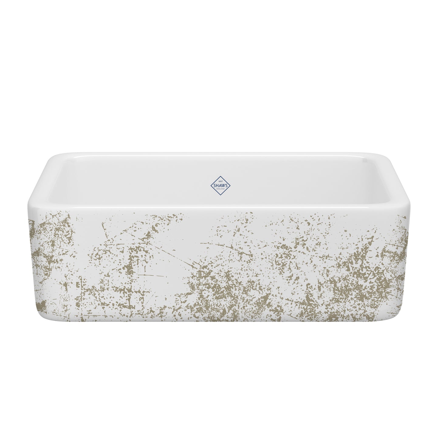 Shaws RC3018 Lancaster 30" Single Bowl Farmhouse Apron Front Fireclay Kitchen Sink With Eucalyptus Design