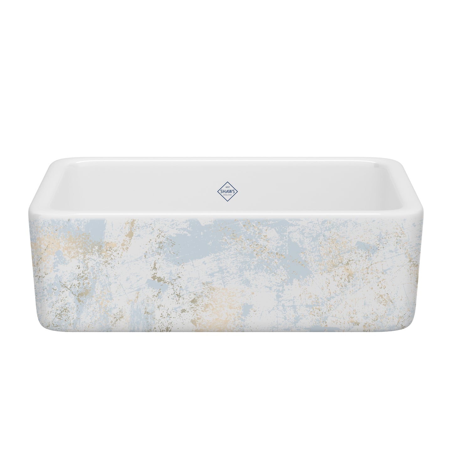 Shaws RC3018 Lancaster 30" Single Bowl Farmhouse Apron Front Fireclay Kitchen Sink With Eucalyptus Design