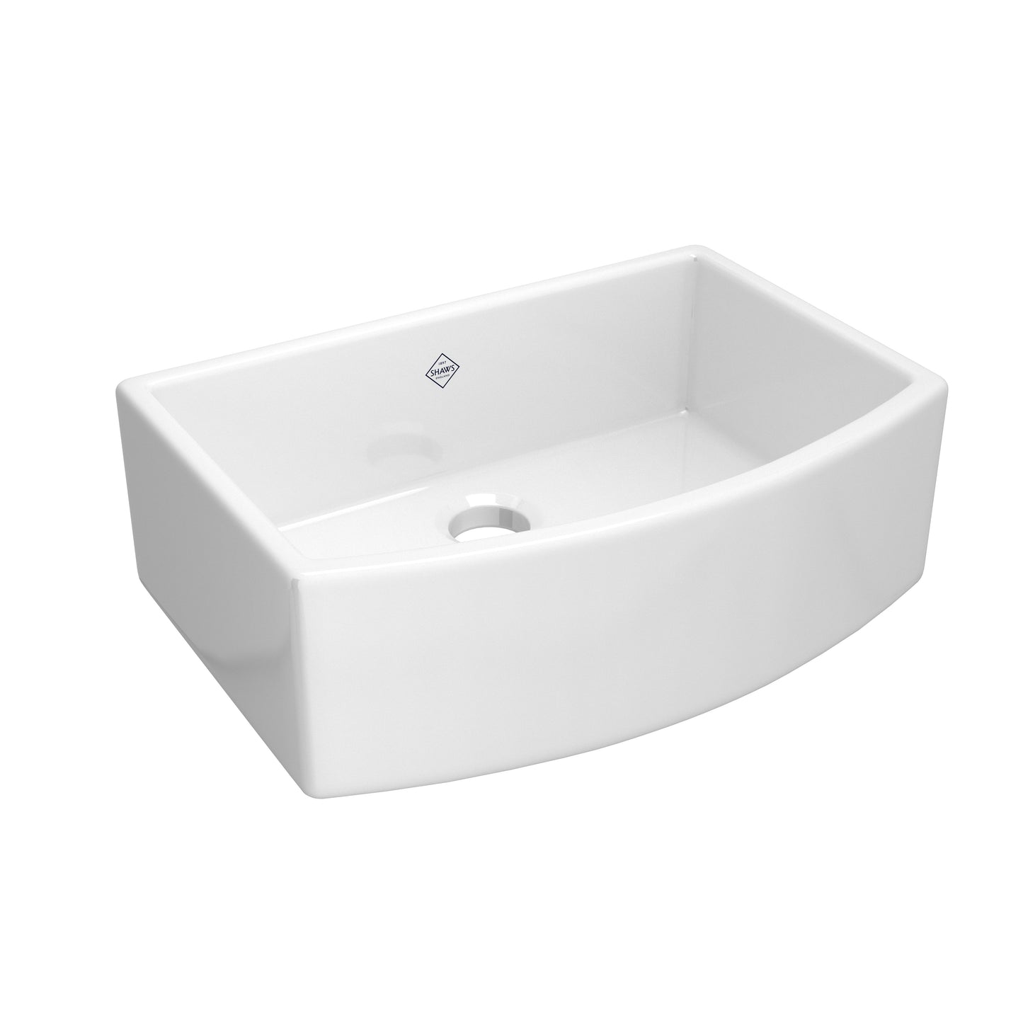 Shaws RC3021WH 30" Single Bowl Farmhouse Bowed Apron Front Fireclay Kitchen Sink