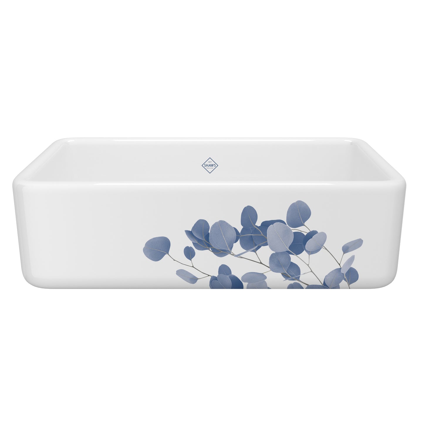 Shaws RC3318 Lancaster 33" Single Bowl Farmhouse Apron Front Fireclay Kitchen Sink With Eucalyptus Design - Parent