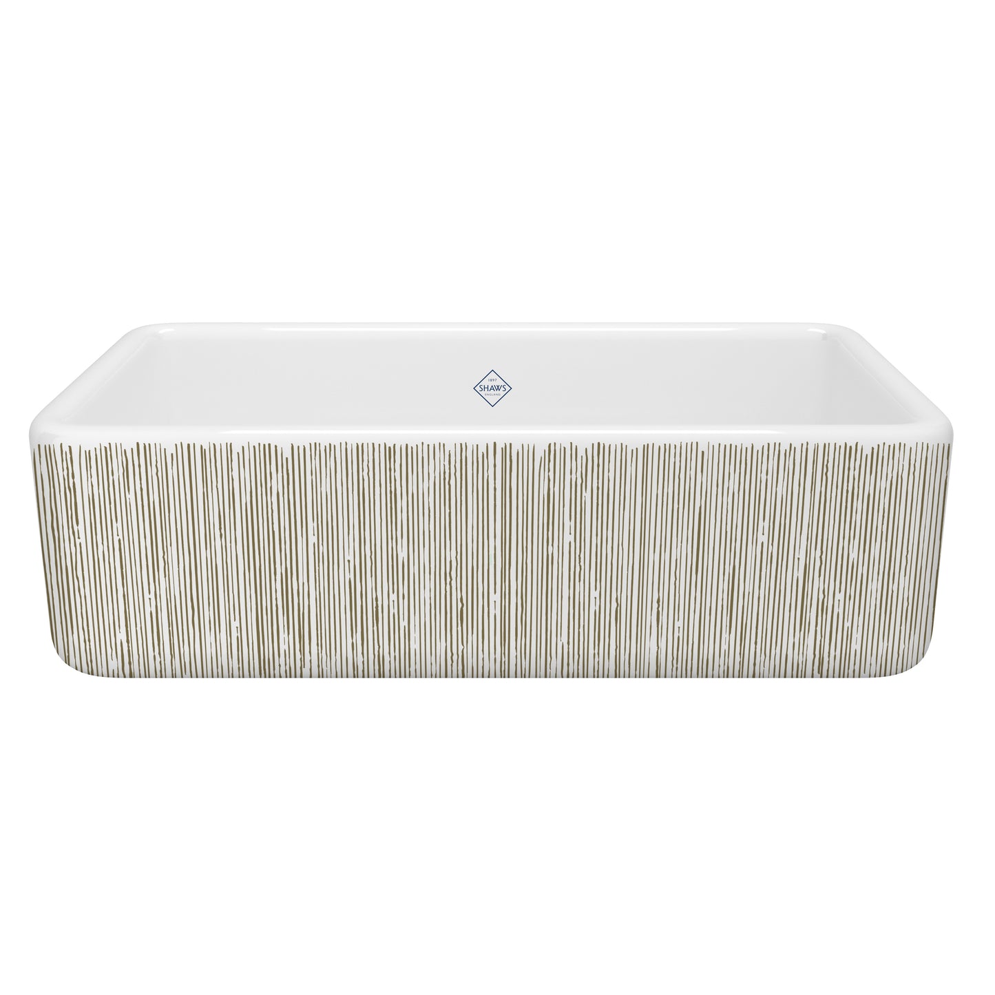 Shaws RC3318 Lancaster 33" Single Bowl Farmhouse Apron Front Fireclay Kitchen Sink With Eucalyptus Design
