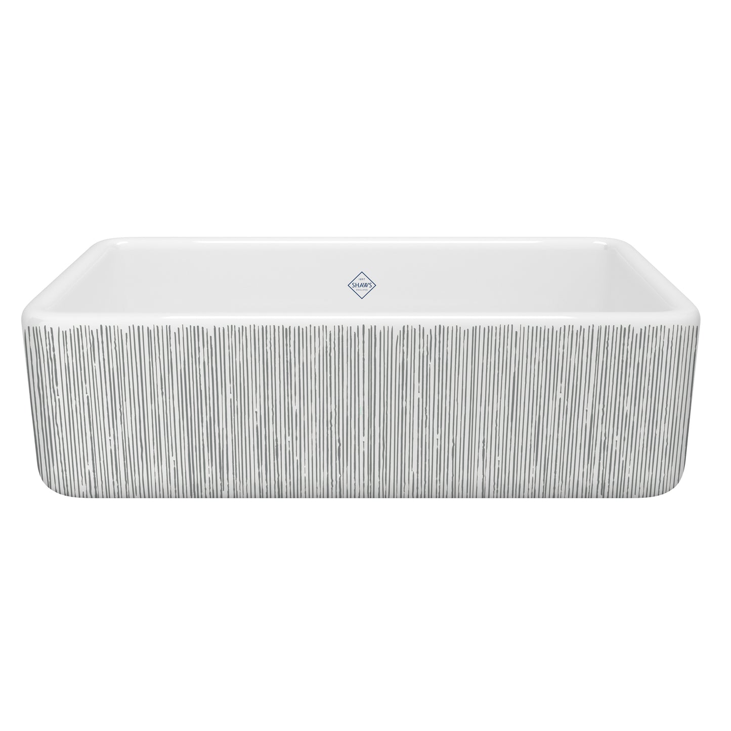 Shaws RC3318 Lancaster 33" Single Bowl Farmhouse Apron Front Fireclay Kitchen Sink With Eucalyptus Design