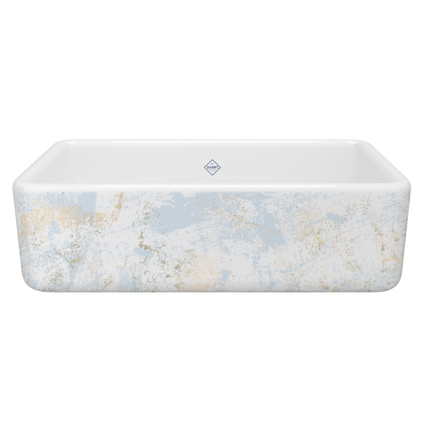 Shaws RC3318 Lancaster 33" Single Bowl Farmhouse Apron Front Fireclay Kitchen Sink With Eucalyptus Design