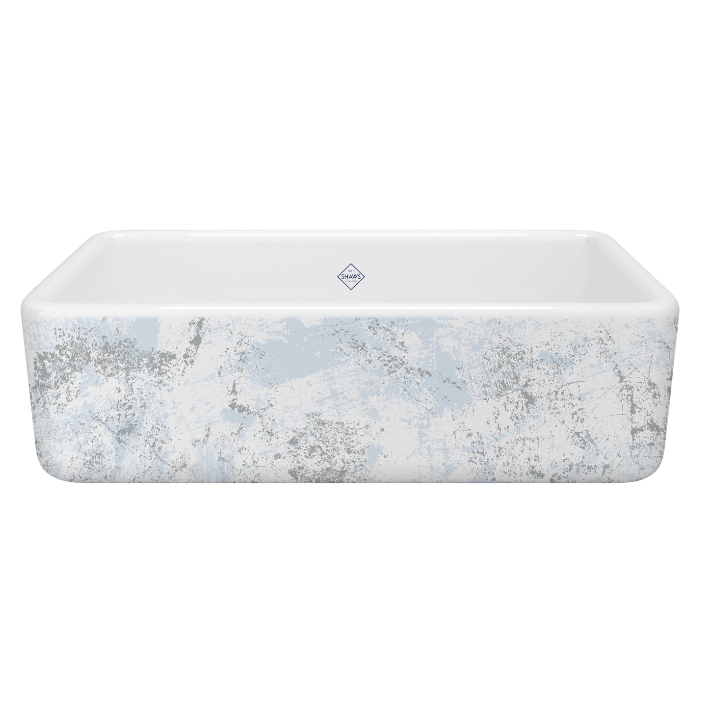 Shaws RC3318 Lancaster 33" Single Bowl Farmhouse Apron Front Fireclay Kitchen Sink With Eucalyptus Design