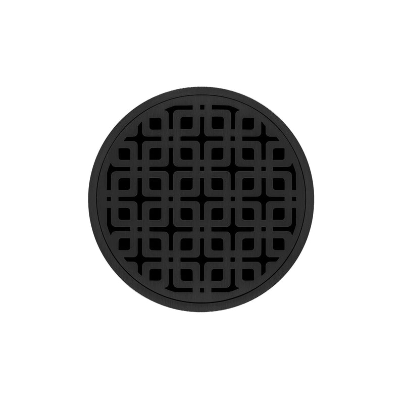 Infinity Drain RKDB 5-S  5" Round RKDB 5 Complete Kit with Link Pattern Decorative Plate  with Stainless Steel Bonded Flange Drain Body, 2" No Hub Outlet