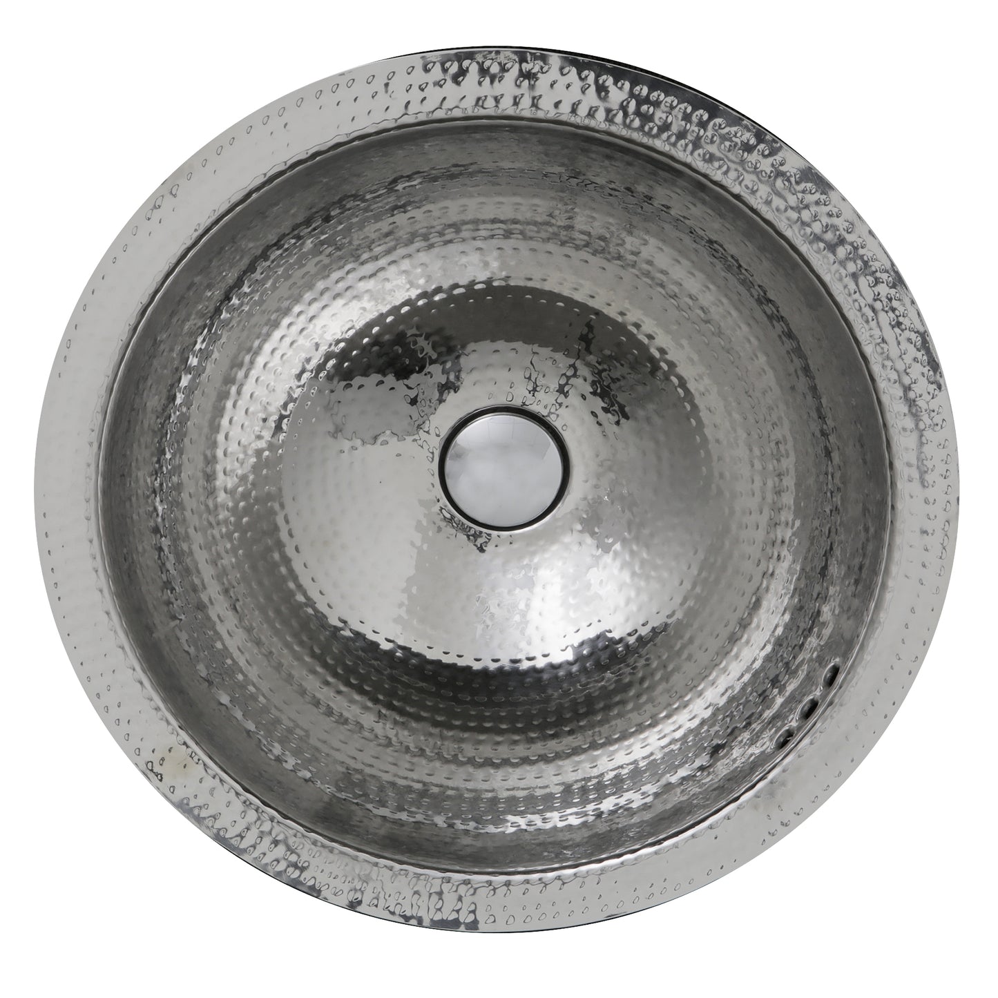 Nantucket Sinks RLS-OF RLS-OF 16.875 Inch Hand Hammered Stainless Steel Round Undermount Bathroom Sink With Overflow