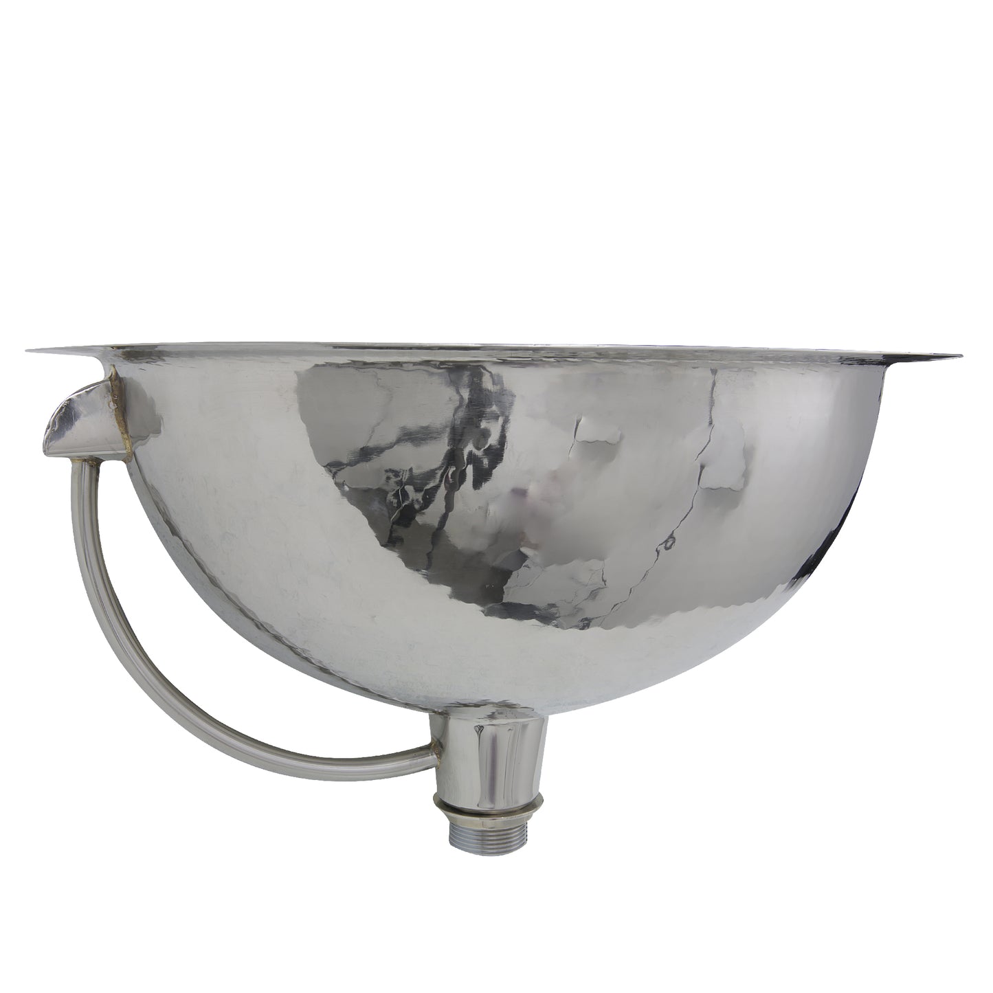 Nantucket Sinks RLS-OF RLS-OF 16.875 Inch Hand Hammered Stainless Steel Round Undermount Bathroom Sink With Overflow