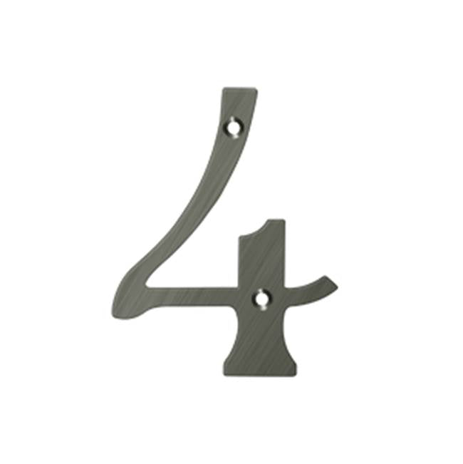 Deltana RN4 4 Numbers, Solid Brass