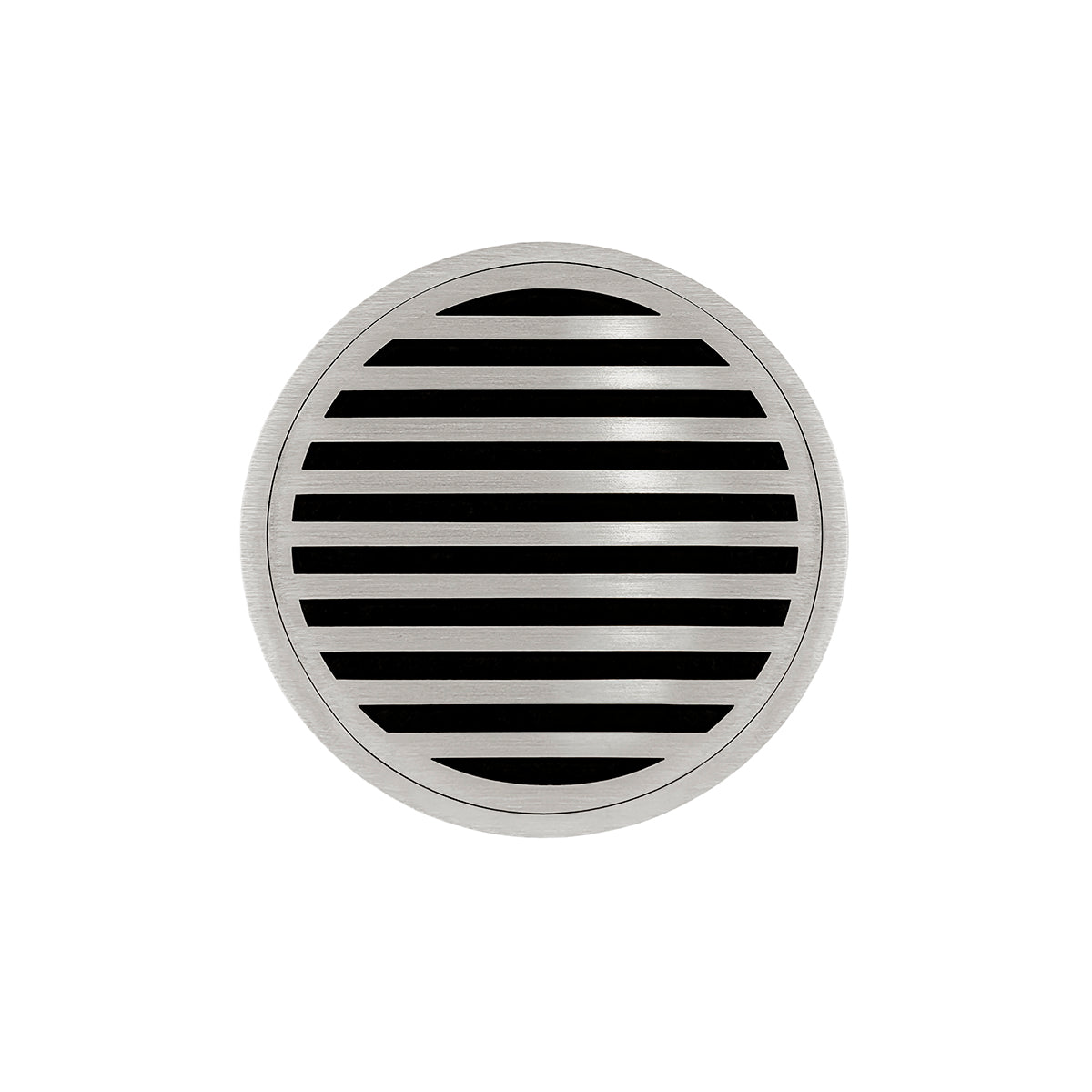 Infinity Drain RNDB 5-S  5" Round RNDB 5 Complete Kit with Lines Pattern Decorative Plate  with Stainless Steel Bonded Flange Drain Body, 2" No Hub Outlet