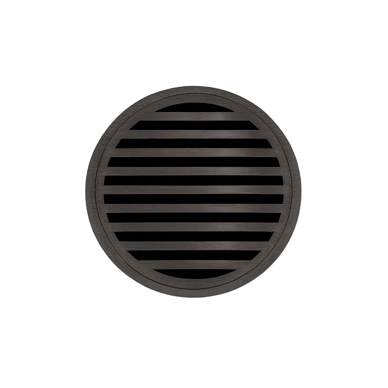 Infinity Drain RND 5-2I 5” x 5” RND 5 - Strainer - Lines Pattern & 2" Throat w/Cast Iron Drain Body 2” Outlet