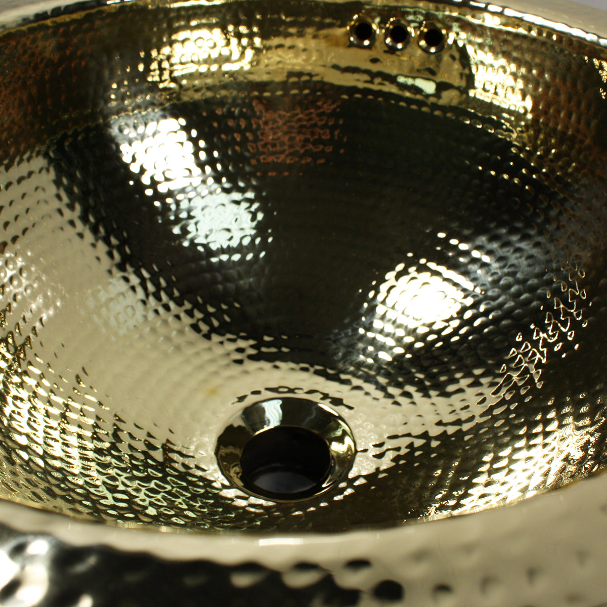 Nantucket Sink 13" Hand Hammered Brass Round Undermount Bathroom Sink w/Overflow - Parent