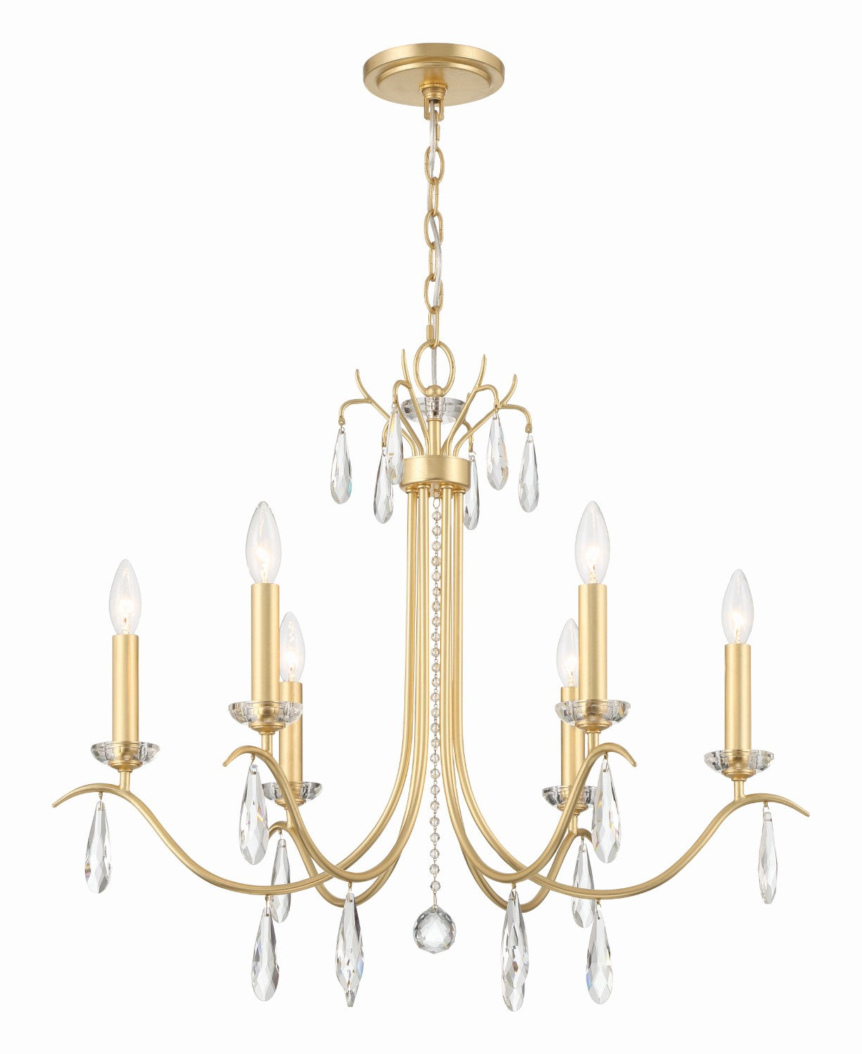 Crystorama ROL-18816-GA Rollins 6 Light Chandelier - Antique Gold