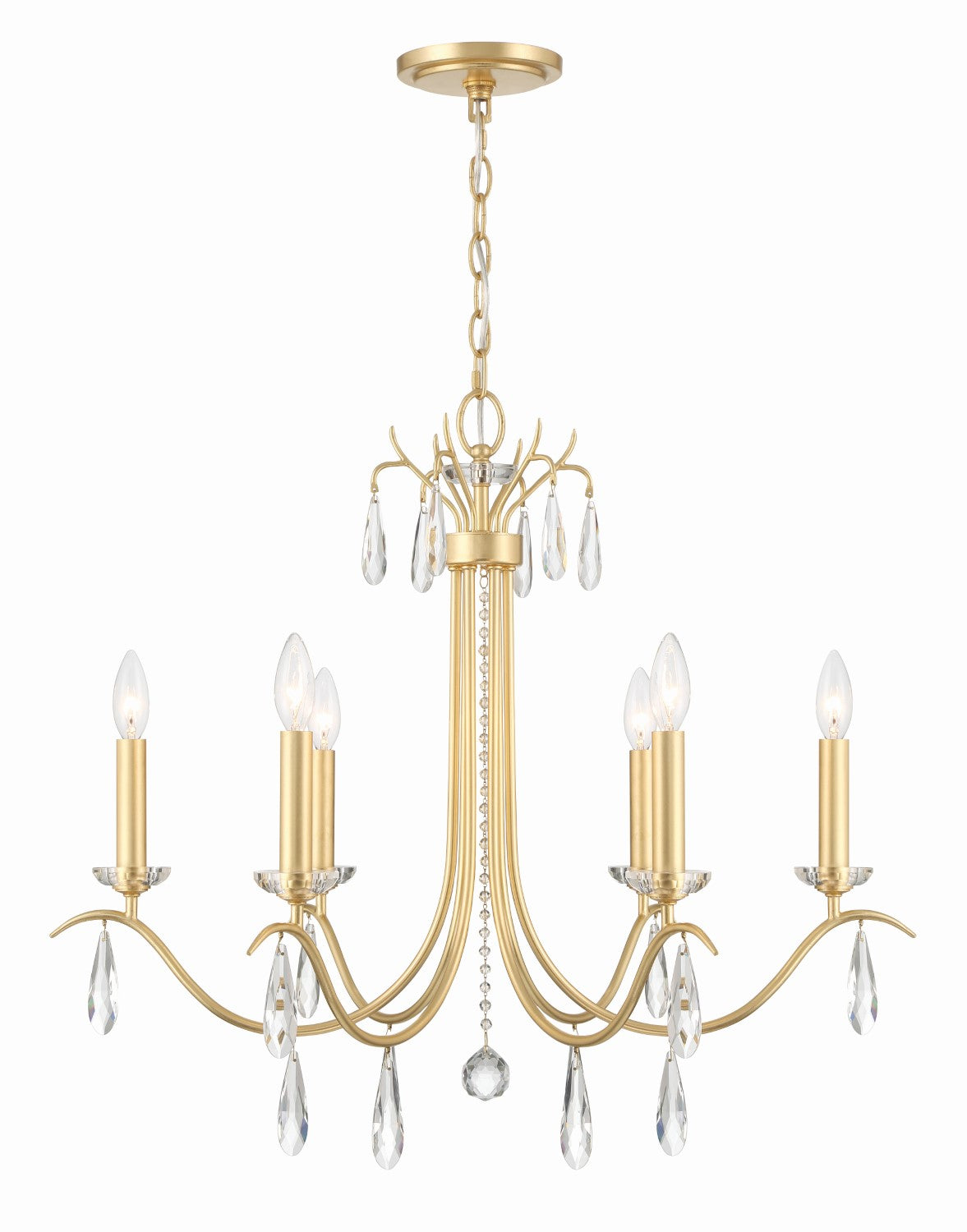 Crystorama ROL-18816-GA Rollins 6 Light Chandelier - Antique Gold