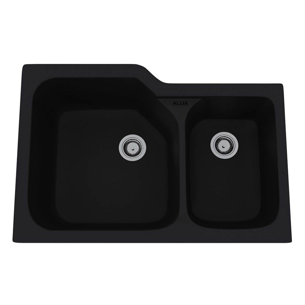 Rohl 6337 Allia 33" Fireclay 2 Bowl Undermount Kitchen Sink