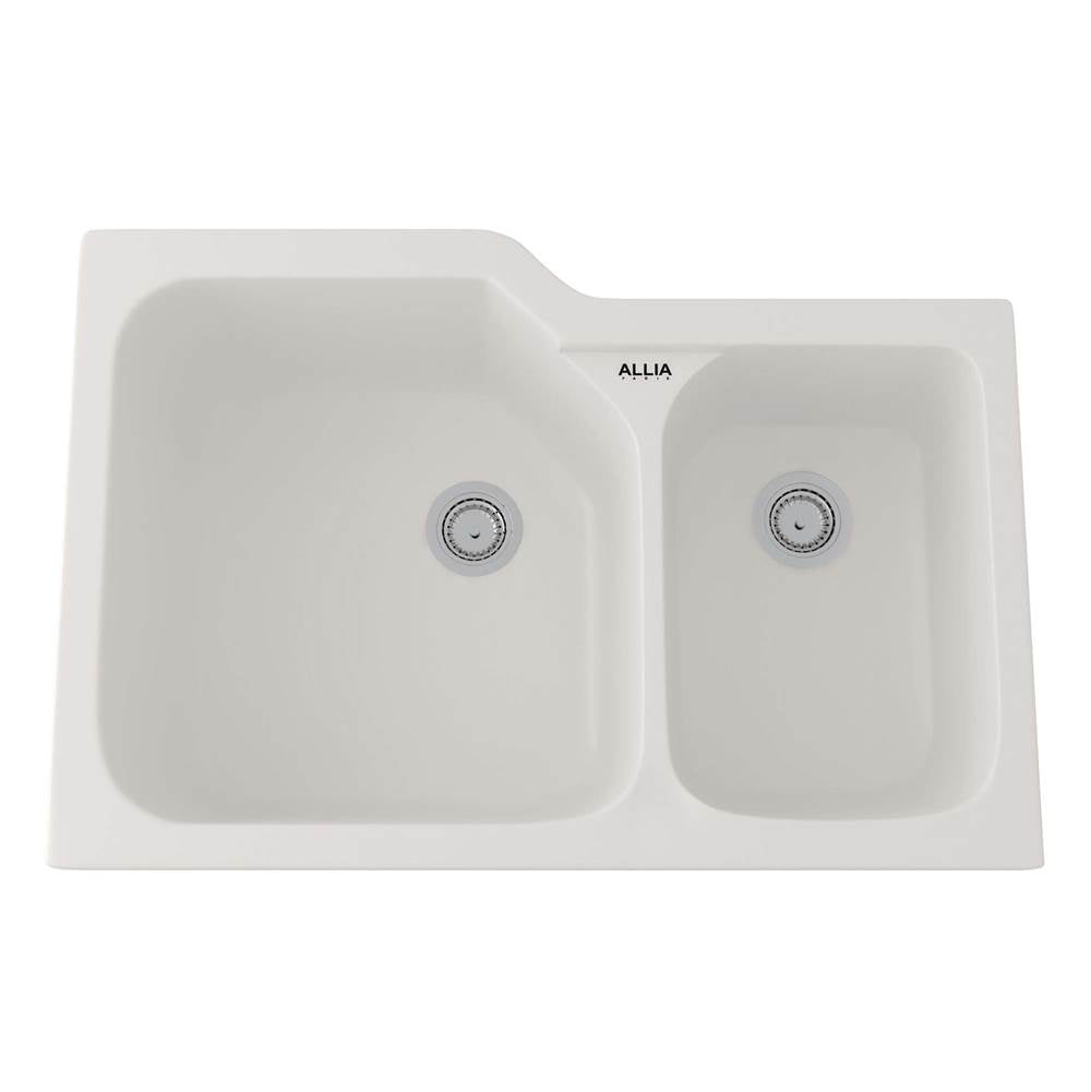 Rohl 6337 Allia 33" Fireclay 2 Bowl Undermount Kitchen Sink