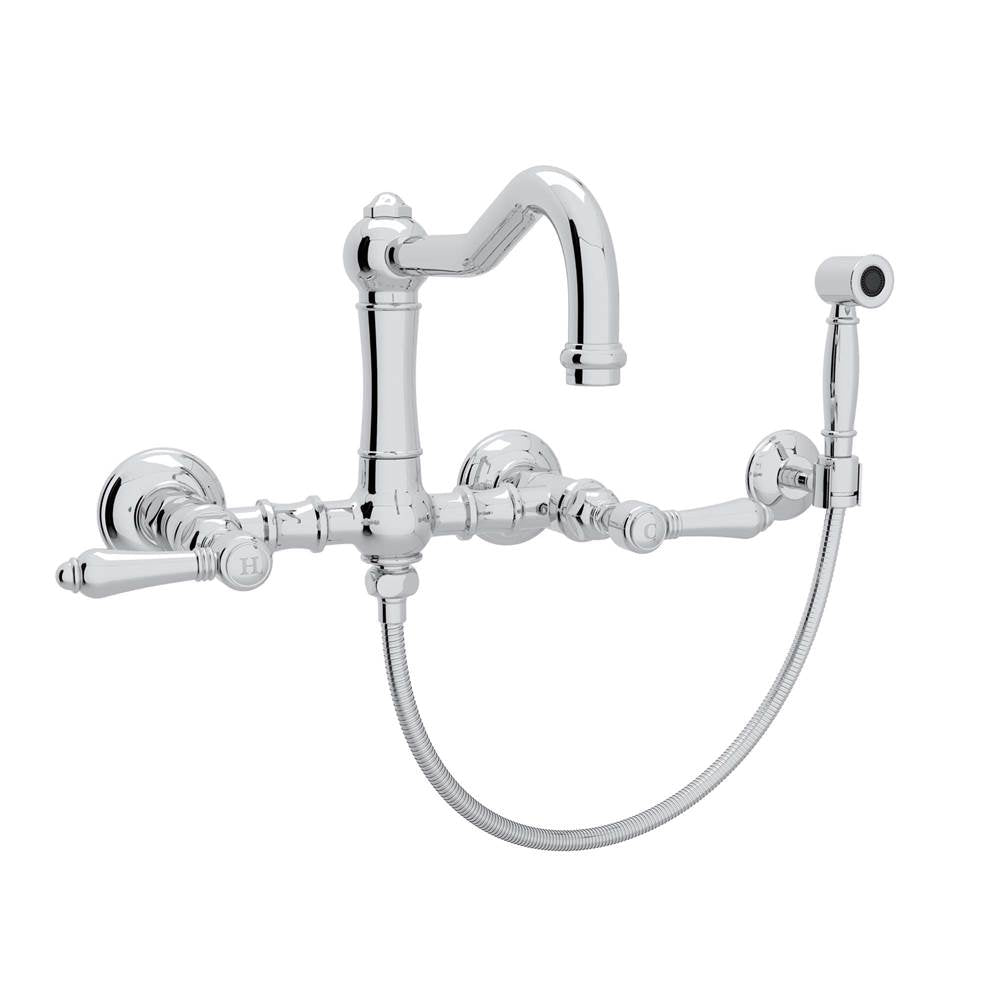 Rohl A1456LMWS-2 Acqui Wall Mount Bridge Kitchen Faucet With Sidespray And Column Spout - Parent