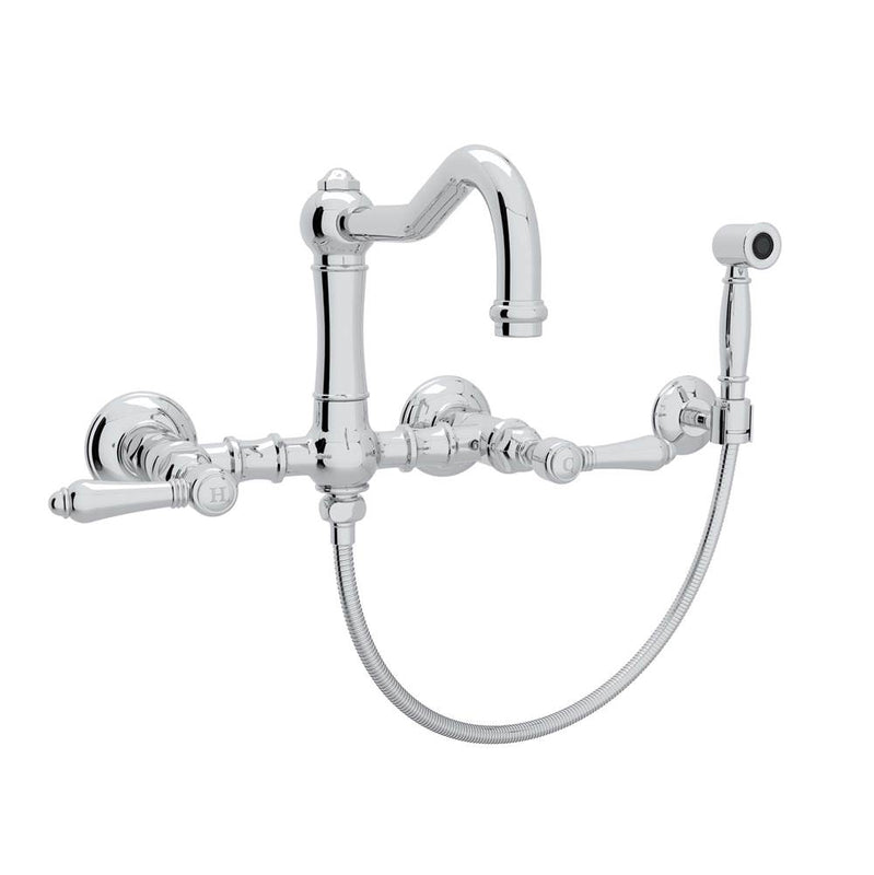 Rohl A1456LMWS-2 Acqui Wall Mount Bridge Kitchen Faucet With Sidespray And Column Spout - Parent