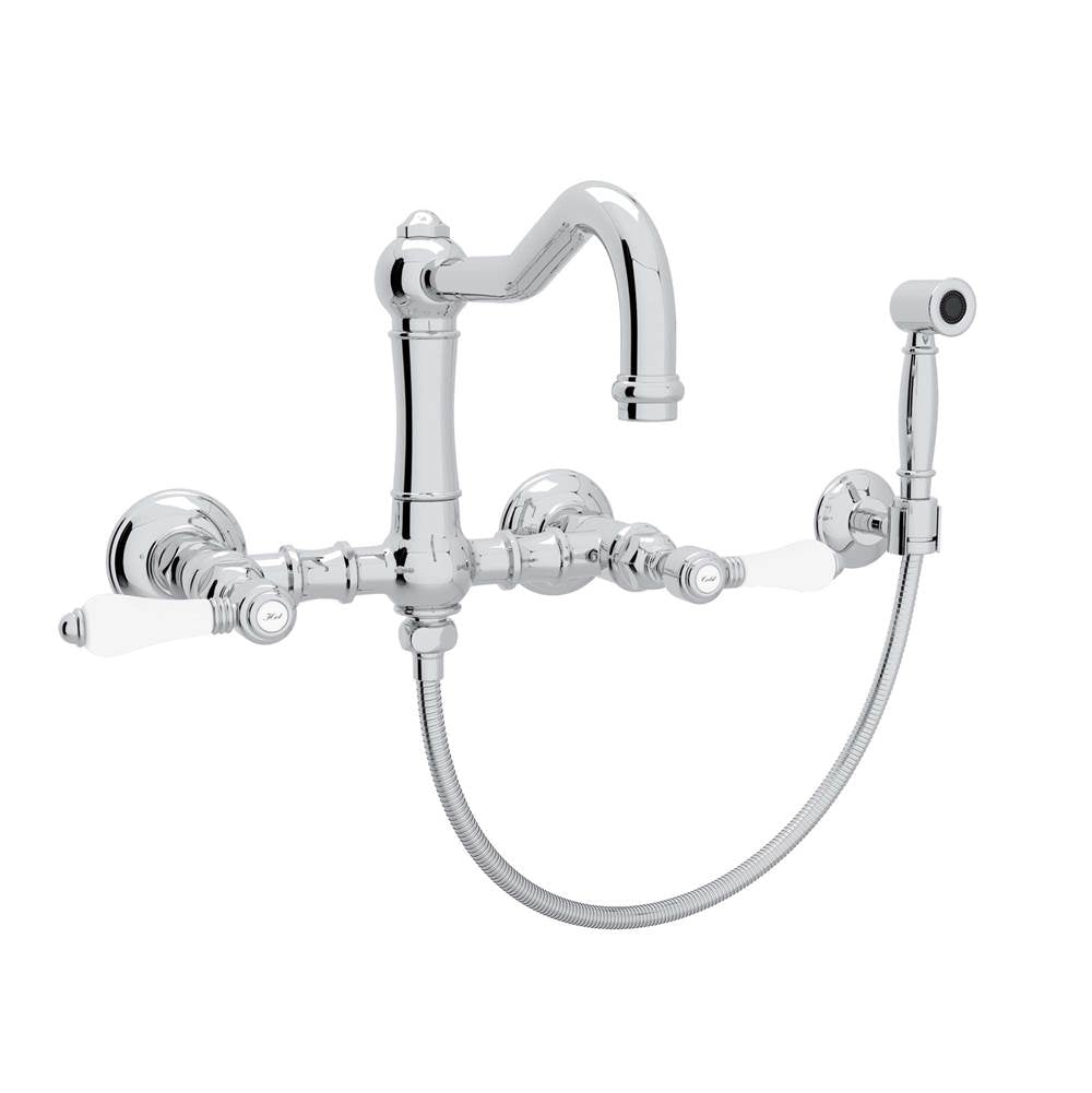 Rohl A1456LPWS-2 Acqui Wall Mount Bridge Kitchen Faucet With Sidespray And Column Spout - Parent